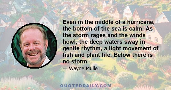 Even in the middle of a hurricane, the bottom of the sea is calm. As the storm rages and the winds howl, the deep waters sway in gentle rhythm, a light movement of fish and plant life. Below there is no storm.