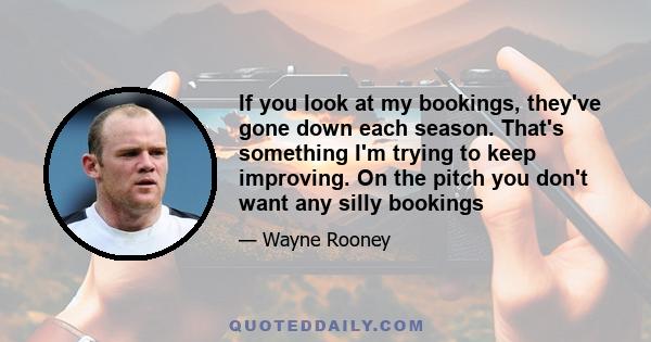 If you look at my bookings, they've gone down each season. That's something I'm trying to keep improving. On the pitch you don't want any silly bookings