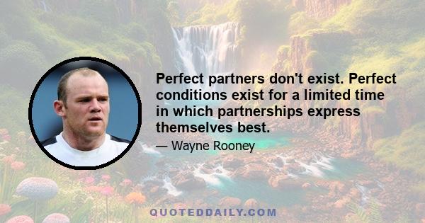 Perfect partners don't exist. Perfect conditions exist for a limited time in which partnerships express themselves best.