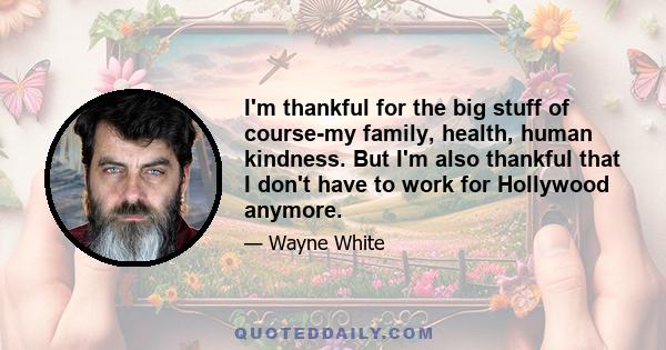 I'm thankful for the big stuff of course-my family, health, human kindness. But I'm also thankful that I don't have to work for Hollywood anymore.