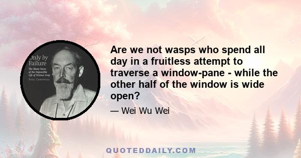 Are we not wasps who spend all day in a fruitless attempt to traverse a window-pane - while the other half of the window is wide open?