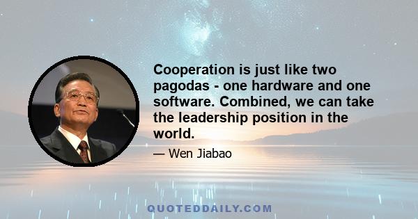 Cooperation is just like two pagodas - one hardware and one software. Combined, we can take the leadership position in the world.