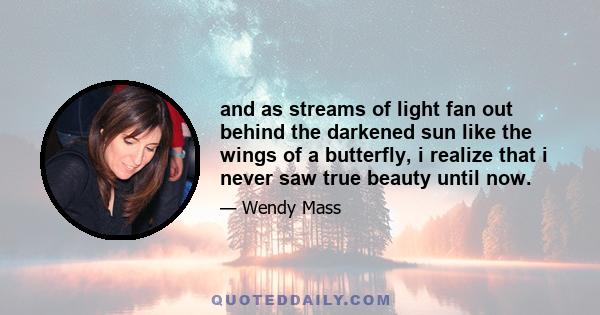 and as streams of light fan out behind the darkened sun like the wings of a butterfly, i realize that i never saw true beauty until now.