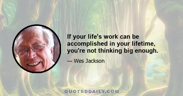 If your life's work can be accomplished in your lifetime, you're not thinking big enough.