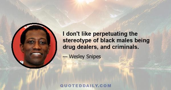 I don't like perpetuating the stereotype of black males being drug dealers, and criminals.