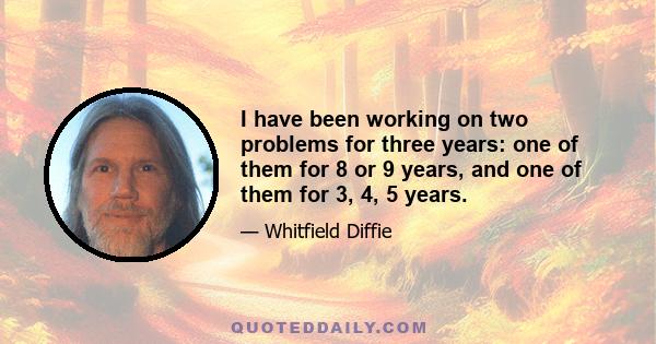 I have been working on two problems for three years: one of them for 8 or 9 years, and one of them for 3, 4, 5 years.