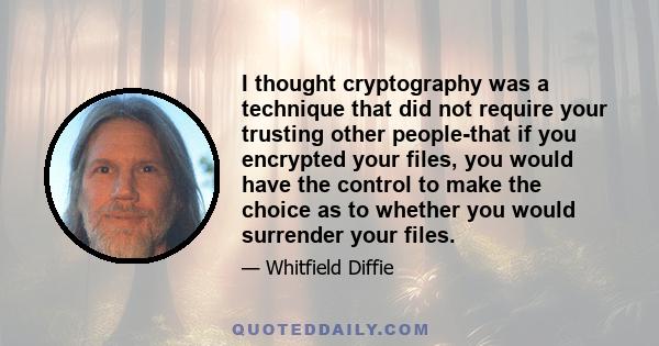 I thought cryptography was a technique that did not require your trusting other people-that if you encrypted your files, you would have the control to make the choice as to whether you would surrender your files.