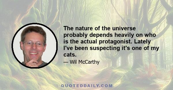 The nature of the universe probably depends heavily on who is the actual protagonist. Lately I've been suspecting it's one of my cats.