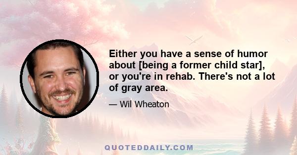 Either you have a sense of humor about [being a former child star], or you're in rehab. There's not a lot of gray area.