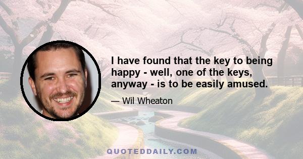 I have found that the key to being happy - well, one of the keys, anyway - is to be easily amused.