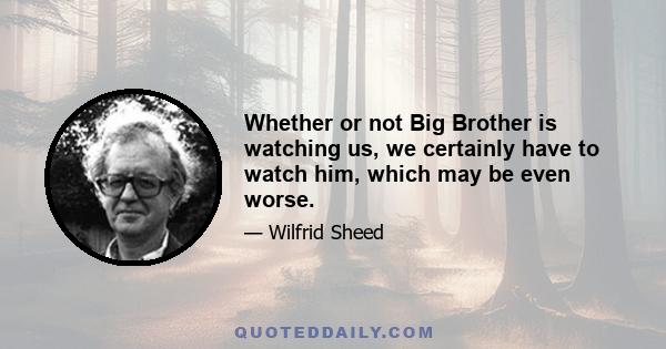 Whether or not Big Brother is watching us, we certainly have to watch him, which may be even worse.