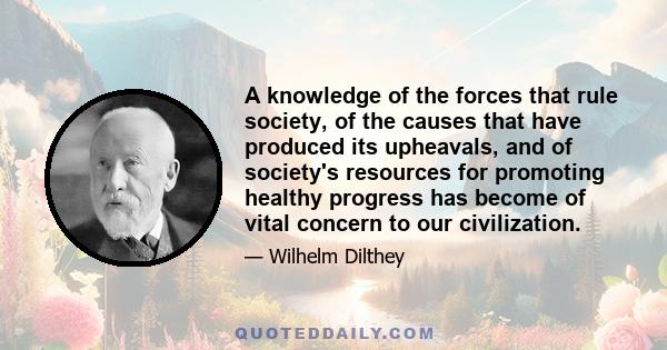 A knowledge of the forces that rule society, of the causes that have produced its upheavals, and of society's resources for promoting healthy progress has become of vital concern to our civilization.