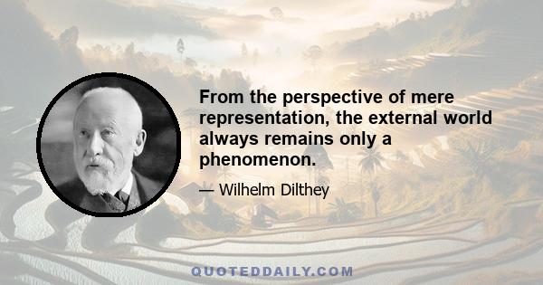 From the perspective of mere representation, the external world always remains only a phenomenon.