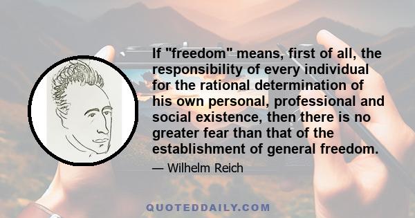 If freedom means, first of all, the responsibility of every individual for the rational determination of his own personal, professional and social existence, then there is no greater fear than that of the establishment