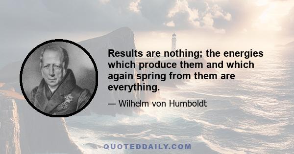 Results are nothing; the energies which produce them and which again spring from them are everything.