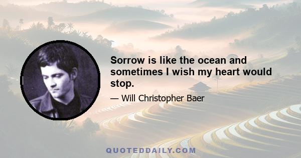 Sorrow is like the ocean and sometimes I wish my heart would stop.