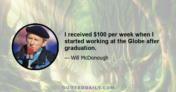 I received $100 per week when I started working at the Globe after graduation.