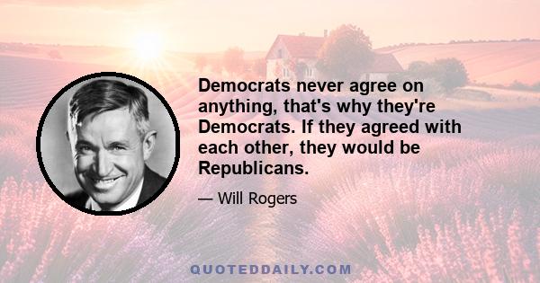 Democrats never agree on anything, that's why they're Democrats. If they agreed with each other, they would be Republicans.