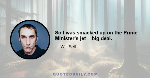 So I was smacked up on the Prime Minister's jet – big deal.