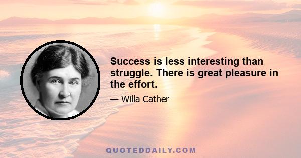 Success is less interesting than struggle. There is great pleasure in the effort.