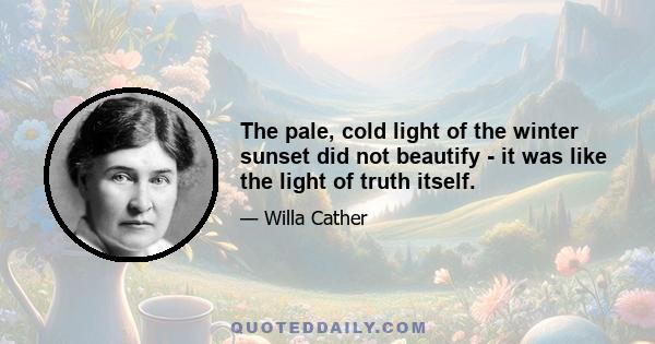 The pale, cold light of the winter sunset did not beautify - it was like the light of truth itself.