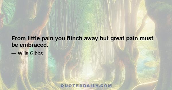 From little pain you flinch away but great pain must be embraced.