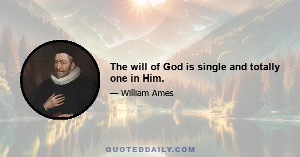 The will of God is single and totally one in Him.