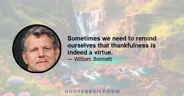 Sometimes we need to remind ourselves that thankfulness is indeed a virtue.