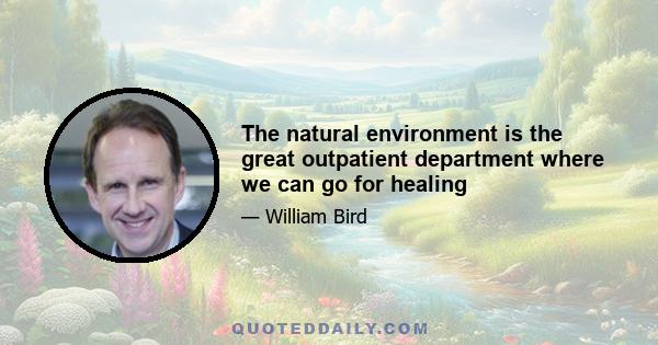 The natural environment is the great outpatient department where we can go for healing