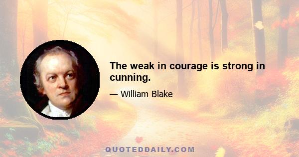 The weak in courage is strong in cunning.