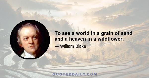 To see a world in a grain of sand and a heaven in a wildflower.