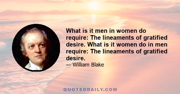 What is it men in women do require: The lineaments of gratified desire. What is it women do in men require: The lineaments of gratified desire.