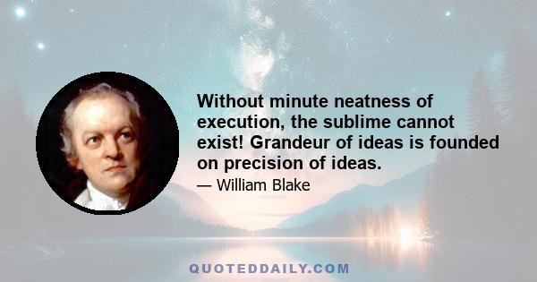 Without minute neatness of execution, the sublime cannot exist! Grandeur of ideas is founded on precision of ideas.