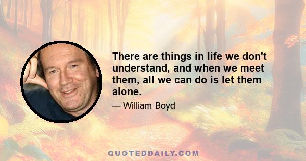 There are things in life we don't understand, and when we meet them, all we can do is let them alone.