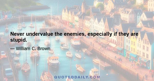 Never undervalue the enemies, especially if they are stupid.