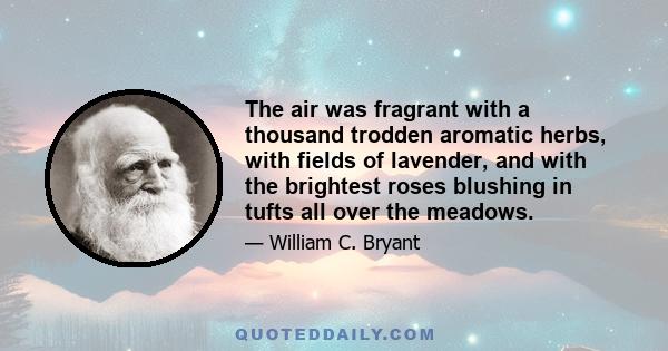 The air was fragrant with a thousand trodden aromatic herbs, with fields of lavender, and with the brightest roses blushing in tufts all over the meadows.