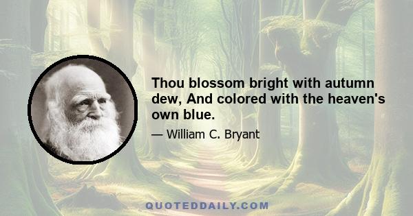 Thou blossom bright with autumn dew, And colored with the heaven's own blue.