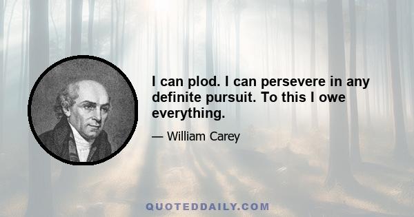 I can plod. I can persevere in any definite pursuit. To this I owe everything.