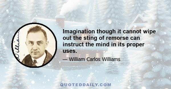 Imagination though it cannot wipe out the sting of remorse can instruct the mind in its proper uses.