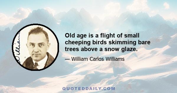 Old age is a flight of small cheeping birds skimming bare trees above a snow glaze.