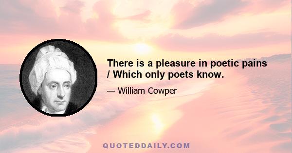 There is a pleasure in poetic pains / Which only poets know.