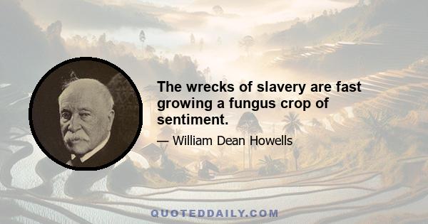 The wrecks of slavery are fast growing a fungus crop of sentiment.