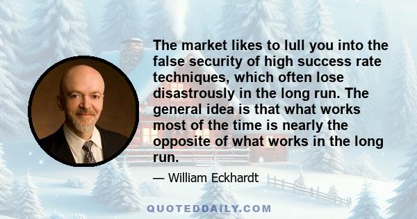 The market likes to lull you into the false security of high success rate techniques, which often lose disastrously in the long run. The general idea is that what works most of the time is nearly the opposite of what