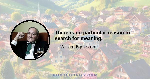 There is no particular reason to search for meaning.