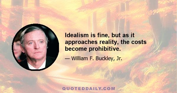 Idealism is fine, but as it approaches reality, the costs become prohibitive.