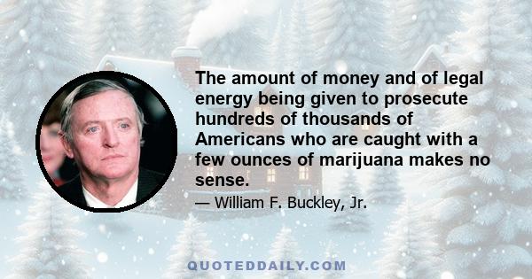 The amount of money and of legal energy being given to prosecute hundreds of thousands of Americans who are caught with a few ounces of marijuana makes no sense.