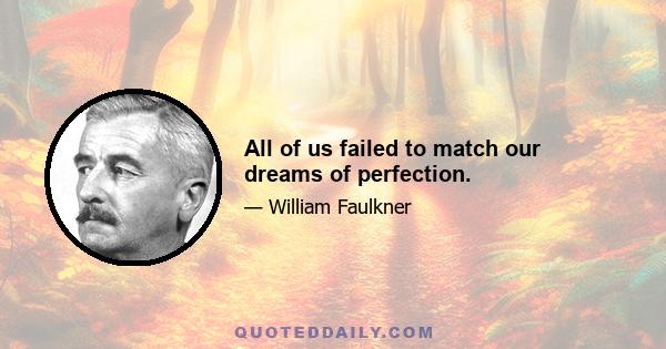 All of us failed to match our dreams of perfection.