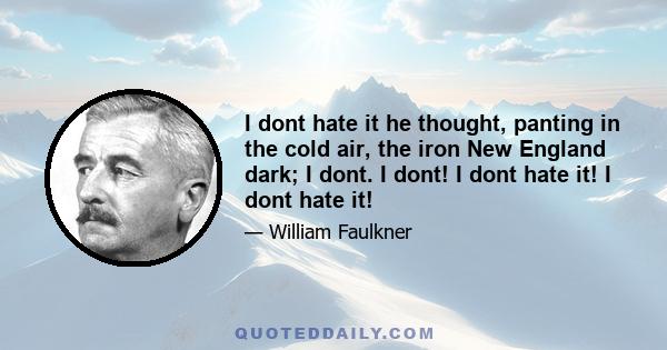 I dont hate it he thought, panting in the cold air, the iron New England dark; I dont. I dont! I dont hate it! I dont hate it!
