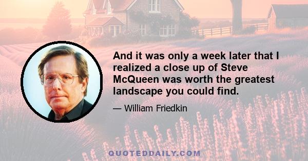 And it was only a week later that I realized a close up of Steve McQueen was worth the greatest landscape you could find.