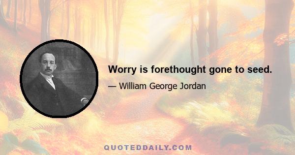 Worry is forethought gone to seed.